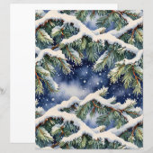 Watercolor Snow-Covered Pines Scrapbook Paper (正面/裏面)