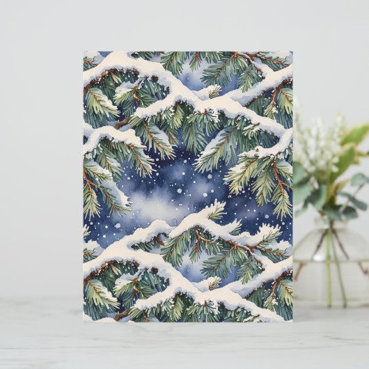 Watercolor Snow-Covered Pines Scrapbook Paper (スタンド正面)