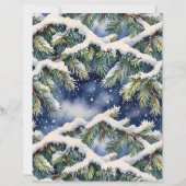 Watercolor Snow-Covered Pines Scrapbook Paper (正面)