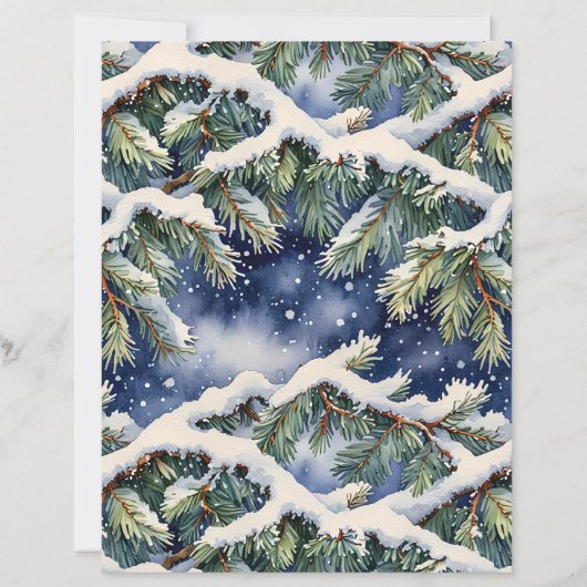 Watercolor Snow-Covered Pines Scrapbook Paper (正面)