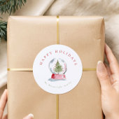 Watercolor Snow Globe Holiday ラウンドシール