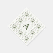 Watercolor Snowberry White Cedar Branch Christmas スタンダードカクテルナプキン (角)