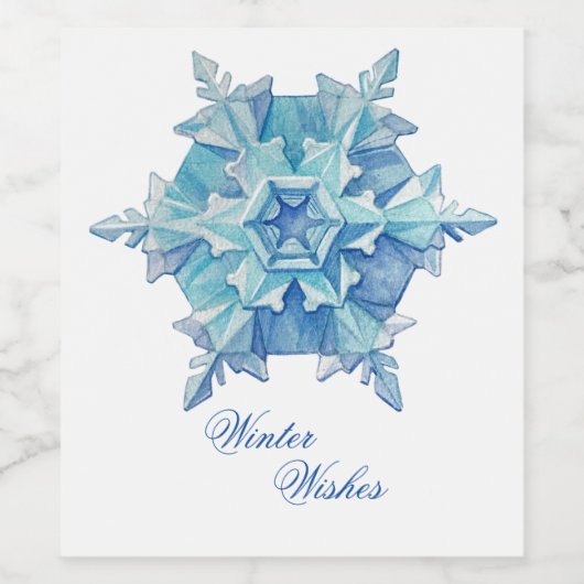 Watercolor Snowflake ワインラベル (シングルラベル)