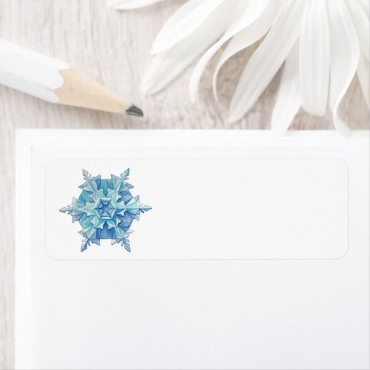 Watercolor Snowflake Address Label ラベル (インサイチュ)