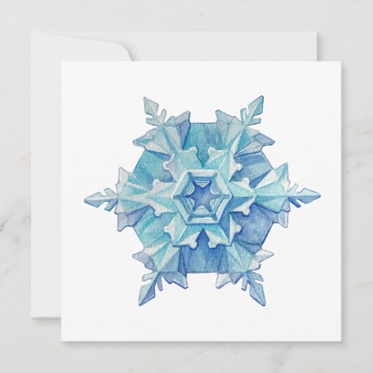 Watercolor Snowflake Flat Christmas Card (正面)