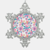Watercolor Snowflakes Pattern スノーフレークピューターオーナメント (正面)