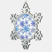 Watercolor Snowflakes Pattern スノーフレークピューターオーナメント (右)