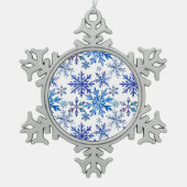 Watercolor Snowflakes Pattern スノーフレークピューターオーナメント (正面)