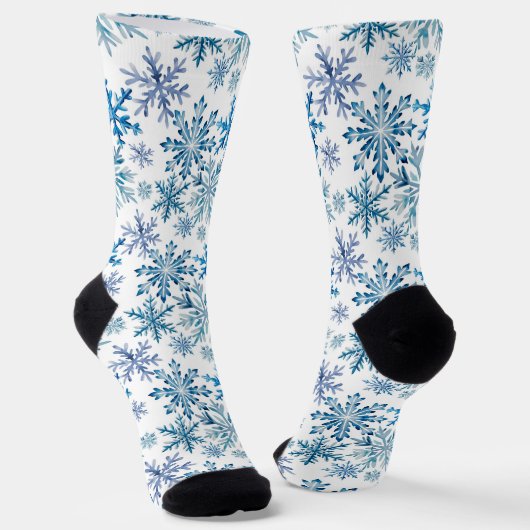 Watercolor Snowflakes Pattern ソックス (傾斜あり)