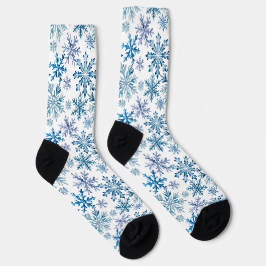 Watercolor Snowflakes Pattern ソックス (右)