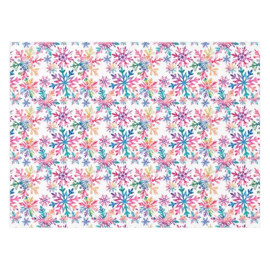 Watercolor Snowflakes Pattern テーブルクロス (正面(横))
