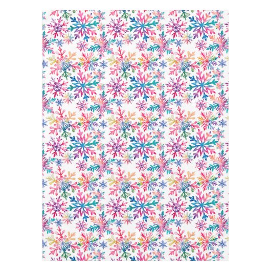 Watercolor Snowflakes Pattern テーブルクロス (正面)