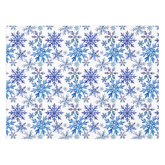 Watercolor Snowflakes Pattern テーブルクロス (正面(横))