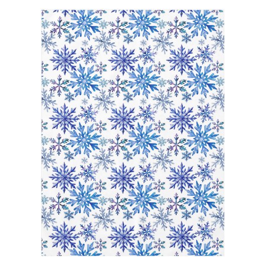 Watercolor Snowflakes Pattern テーブルクロス (正面)