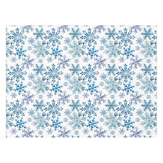 Watercolor Snowflakes Pattern テーブルクロス (正面(横))