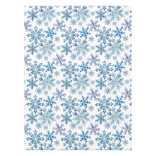 Watercolor Snowflakes Pattern テーブルクロス (正面)