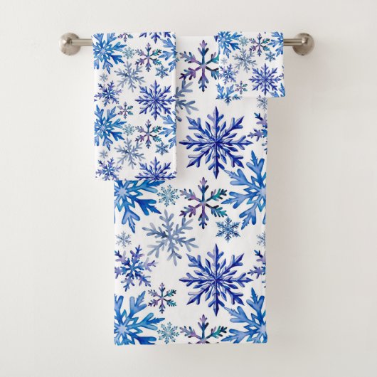 Watercolor Snowflakes Pattern バスタオルセット (インサイチュ)