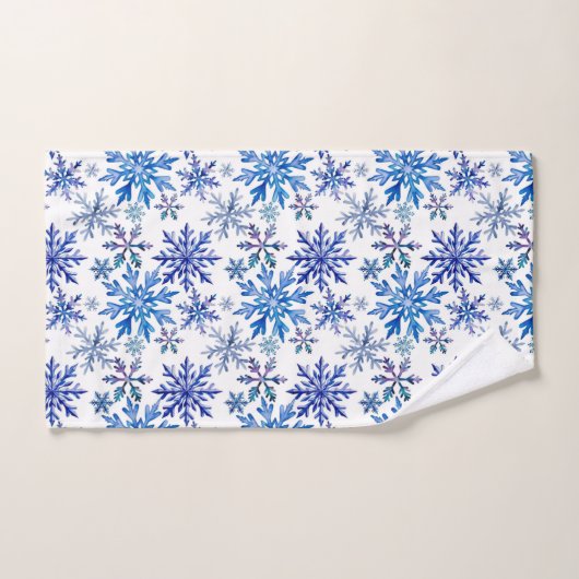 Watercolor Snowflakes Pattern バスタオルセット (ハンドタオル)