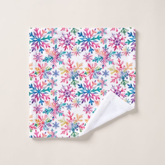 Watercolor Snowflakes Pattern バスタオルセット (ウォッシュタオル)