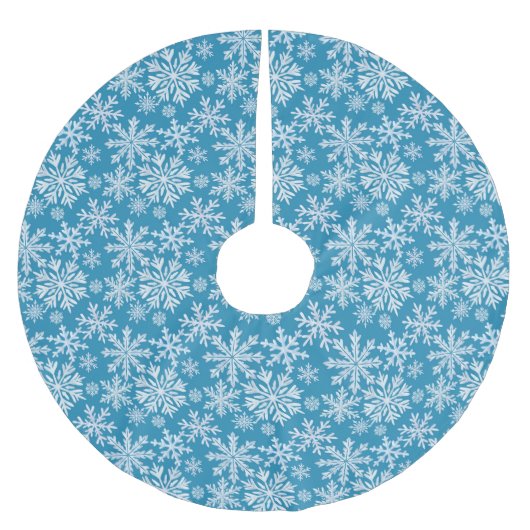 Watercolor Snowflakes Pattern ブラッシュドポリエステルツリースカート (正面)