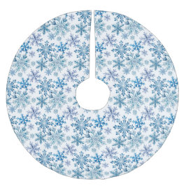 Watercolor Snowflakes Pattern ブラッシュドポリエステルツリースカート