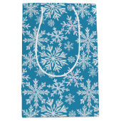 Watercolor Snowflakes Pattern ミディアムペーパーバッグ (正面)