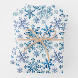 Watercolor Snowflakes Pattern ラッピングペーパーシート