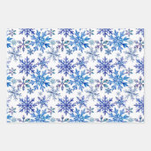 Watercolor Snowflakes Pattern ラッピングペーパーシート (正面3)