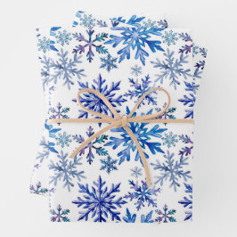Watercolor Snowflakes Pattern ラッピングペーパーシート