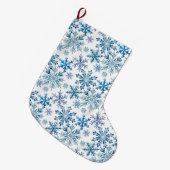 Watercolor Snowflakes Pattern ラージクリスマスストッキング (正面 (吊り時))