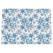 Watercolor Snowflakes Pattern ラージペーパーバッグ (正面)