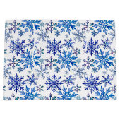 Watercolor Snowflakes Pattern ラージペーパーバッグ (正面)