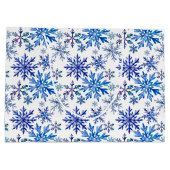 Watercolor Snowflakes Pattern ラージペーパーバッグ (裏面)