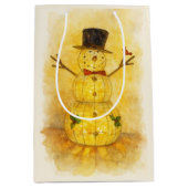 Watercolor Snowman ミディアムペーパーバッグ (正面)