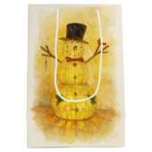Watercolor Snowman ミディアムペーパーバッグ (裏面)