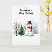 Watercolor Snowman and Merry Christmas Card カード (黄色い花)