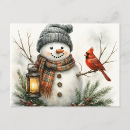 Watercolor Snowman Christmas Card – Lantern & Card ポストカード