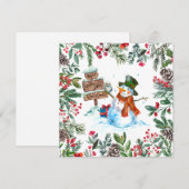 Watercolor Snowman Merry Christmas  シーズンカード (正面/裏面)