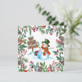 Watercolor Snowman Merry Christmas  シーズンカード (スタンド正面)