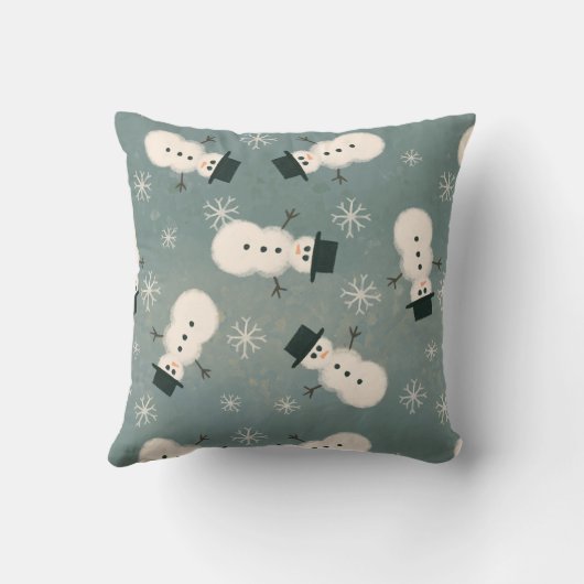 Watercolor Snowman Pillow クッション (裏面)