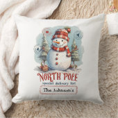 Watercolor Snowman Throw Pillow クッション (ブランケット)
