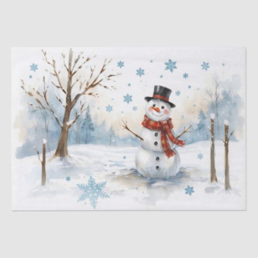 Watercolor Snowman Tissue Paper 薄葉紙 (正面)
