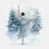 Watercolor Snowy Ballerina Christmas Ornament メタルオーナメント (正面)