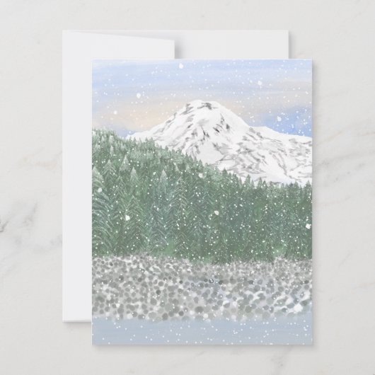 Watercolor, Snowy Mountain, Winter Wedding 招待状 (裏面)