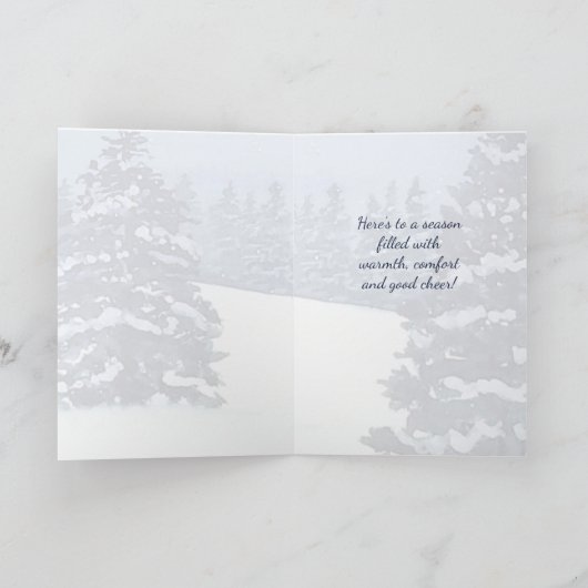 Watercolor snowy trees, Folded Holiday Card カード (内部)