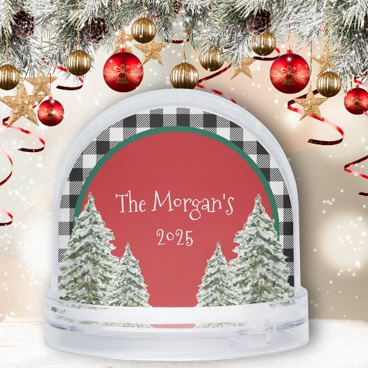 Watercolor Snowy Trees With Black Plaid