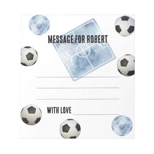 Watercolor Soccer Birthday time capsule message ノートパッド (正面)