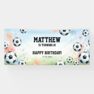Watercolor Soccer Boy's Birthday Party 横断幕