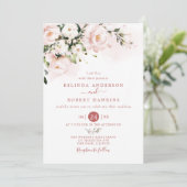Watercolor soft blush pink floral Wedding 招待状 (スタンド正面)