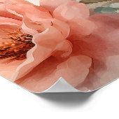 Watercolor Soft Pink Rose Beige Floral Pattern ポスター (角)